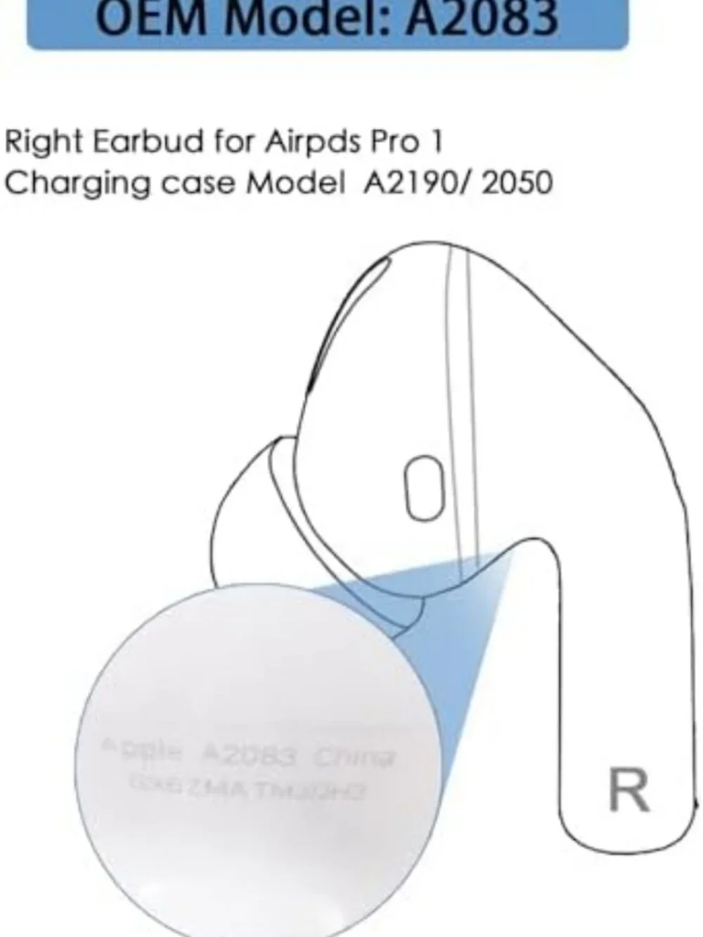 Single Right Earbud for AirPods Pro 1st Gen - OEM Replacement, Wireless Audio